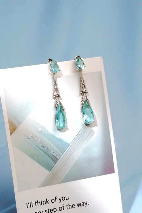 Elf Blue Crystal Drop Elegant Princess Cosplay Dangle Earrings - Froppin