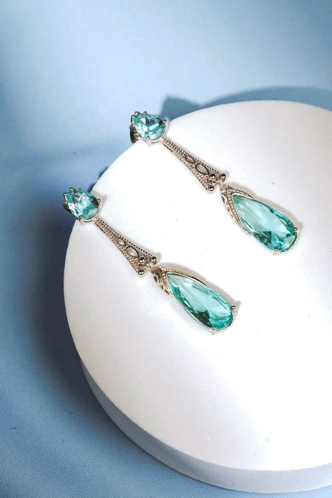 Elf Blue Crystal Drop Elegant Princess Cosplay Dangle Earrings - Froppin