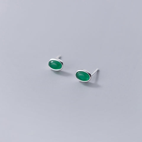 Emerald Earrings, Moonstone Earrings, Gemstone Earrings Silver Jewelry Oval Earrings, Natural Stone Earring Gift For Her Birthstone Earrings - Froppin