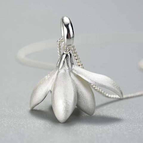 Flower Necklace Minimalist Necklace Silver Necklace Gift, Floral Jewelry Cute Necklace Hypoallergenic Jewelry Floral Necklace Flower Jewelry - Froppin