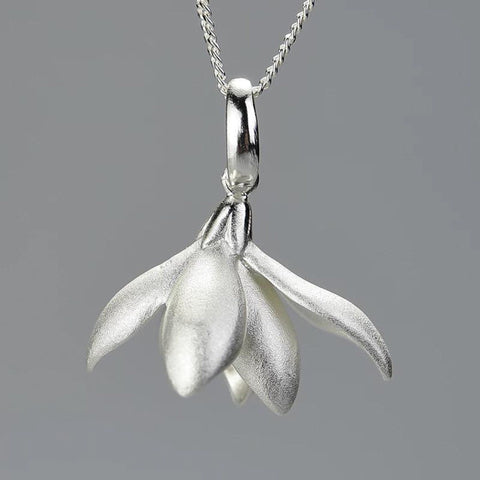 Flower Necklace Minimalist Necklace Silver Necklace Gift, Floral Jewelry Cute Necklace Hypoallergenic Jewelry Floral Necklace Flower Jewelry - Froppin