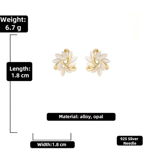 Flower Stud Earrings, Triquetra Earrings, Minimalist Earrings, Floral Earrings, Dainty Flower Earrings, White Flower Earrings, Gold Plated - Froppin