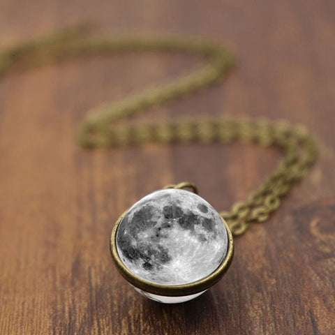 Full Moon Celestial Unique Realistic Elegant Designer Astrology Necklace Pendant - Froppin
