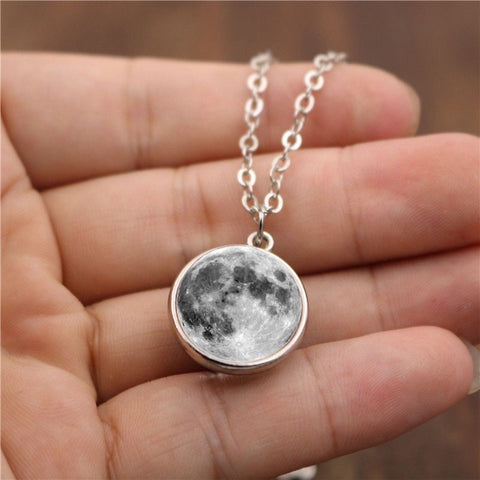 Full Moon Celestial Unique Realistic Elegant Designer Astrology Necklace Pendant - Froppin