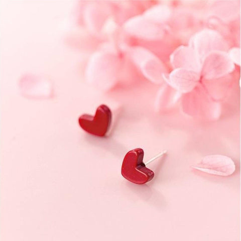 Gift Silver Heart Earrings Girly Earrings - Froppin