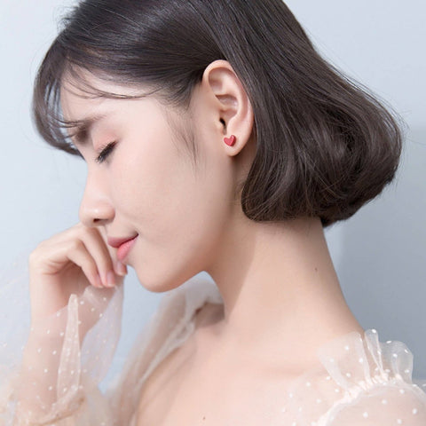 Gift Silver Heart Earrings Girly Earrings - Froppin