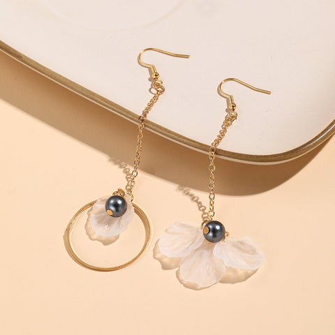 Gold Floral Bud Hoop Earrings Flower Earrings Crystal Earrings Cute Earrings Long Floral Earrings Real Delicate Earrings Minimalist Earrings - Froppin