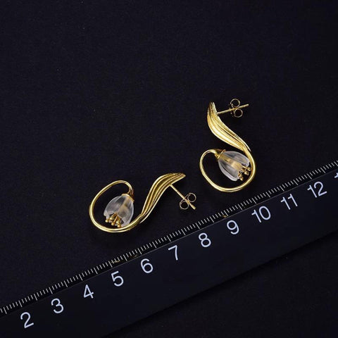 Gold Lily Flower Earrings Minimalist Earrings Floral Earrings, Floral Jewelry Dainty Earrings Flower Jewelry Delicate Earrings Cute Earrings - Froppin