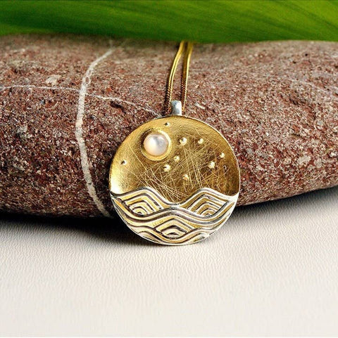Gold Opal Moon Necklace - Froppin
