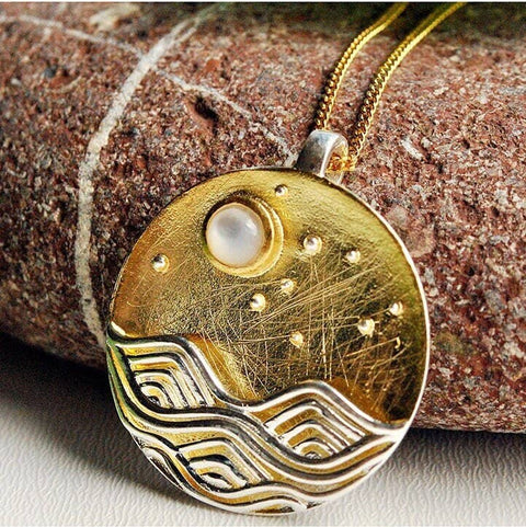 Gold Opal Moon Necklace - Froppin