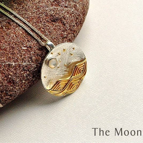Gold Opal Moon Necklace - Froppin