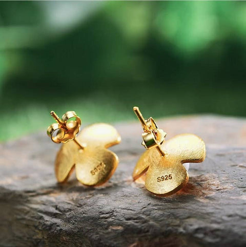 Gold Pearl Earrings Blooming Flower Earrings - Froppin