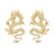 Golden dragon detailed metallic stainless steel Japanese big shiny realistic wire large earrings - Froppin