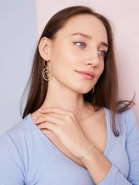 Golden Multi Hoop Circles Shining Volumetric Dangle Earrings - Froppin