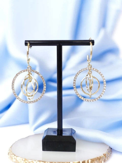 Golden Multi Hoop Circles Shining Volumetric Dangle Earrings - Froppin