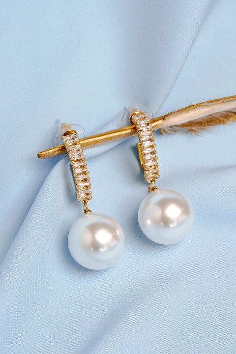 Hoop Pearl Earrings, Pave Earrings, Gold Hoops Earrings, Cz Hoops Earrings, Rhinestone Earrings, Minimalist Gemstone Jewelry Crystal Earring - Froppin