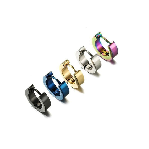 Huggie earrings, simple metal earrings, small cute circular earrings, colorful metallic earrings, stud small earrings, quirky earrings - Froppin