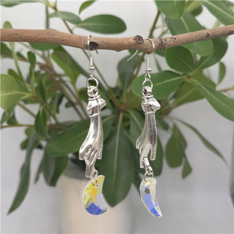 Iridescent Crescent Earrings, Crystal Earrings, Moon Earrings Teardrop Aqua Earrings, Rain Drop Earrings Cute Rainbow Earrings Stone Jewelry - Froppin