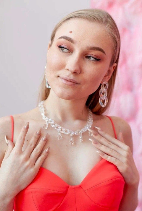 Iridescent Transparent Opal Shine Chain Rainbow Necklace - Froppin