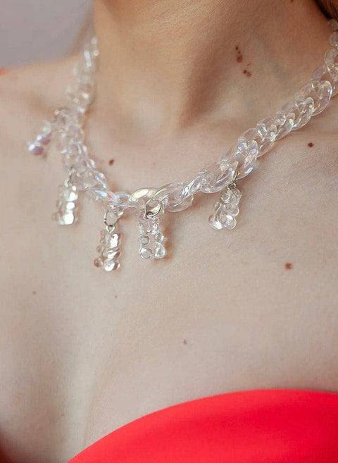 Iridescent Transparent Opal Shine Chain Rainbow Necklace - Froppin