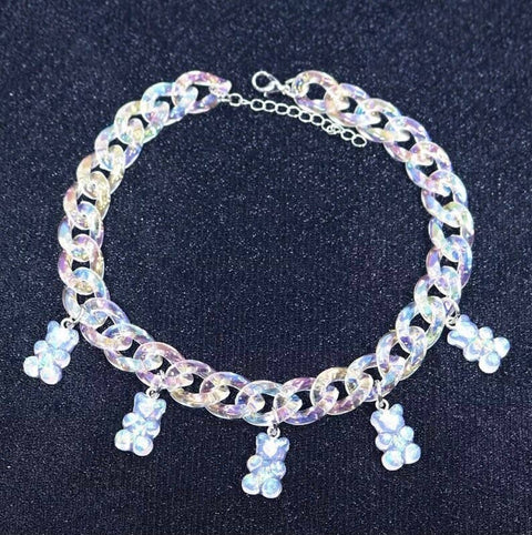 Iridescent Transparent Opal Shine Chain Rainbow Necklace - Froppin