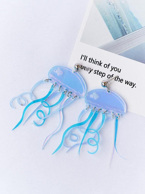 Jelly Fish Blue Light Earrings - Froppin