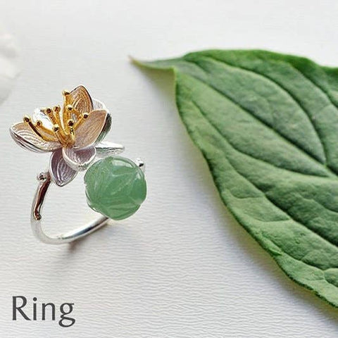 Large Leaf Flower Ring Leaves Floral Jewelry Dainty Ring - Froppin