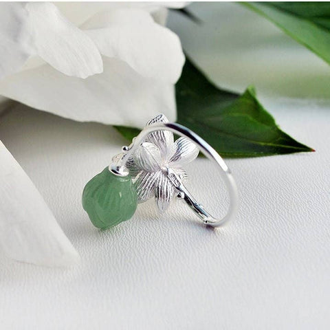 Large Leaf Flower Ring Leaves Floral Jewelry Dainty Ring - Froppin