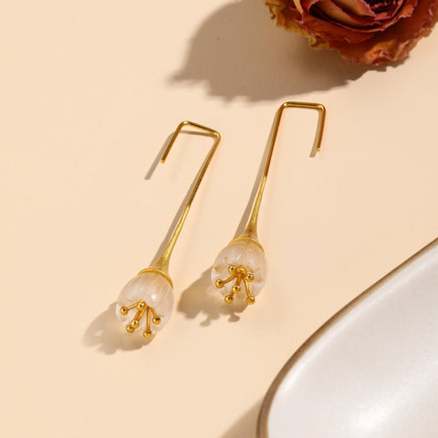 Lily Bridal Flower Earrings Minimalist Earrings, Crystal Earrings Bridesmaid Earrings Floral Earrings, Delicate Earrings Hypoallergenic Gift - Froppin