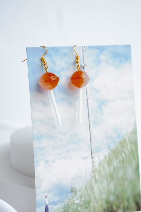 Lollipop Strawberry Realistic Sweet Food Quirky Cute Earrings - Froppin