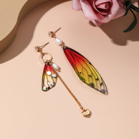 Love Letters Butterfly Earrings Gemstone Pearl Earrings Fairy Wing Earrings Mismatched Earrings Girly Earrings Gold Stud Minimalist Earrings - Froppin
