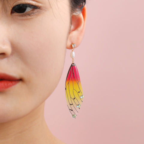 Love Letters Butterfly Earrings Gemstone Pearl Earrings Fairy Wing Earrings Mismatched Earrings Girly Earrings Gold Stud Minimalist Earrings - Froppin