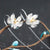 Magnolia Flower Earrings, Gold Floral Long Petal Earrings, Botanical Blooming Flower Jewelry, Minimalist Dainty Earrings Bridal Earrings - Froppin