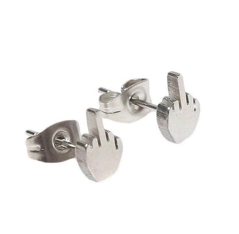 Middle Finger Stud Earrings Stainless Still Earrings - Froppin