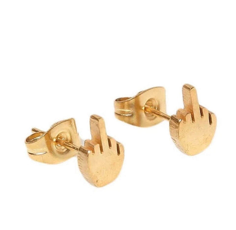 Middle Finger Stud Earrings Stainless Still Earrings - Froppin