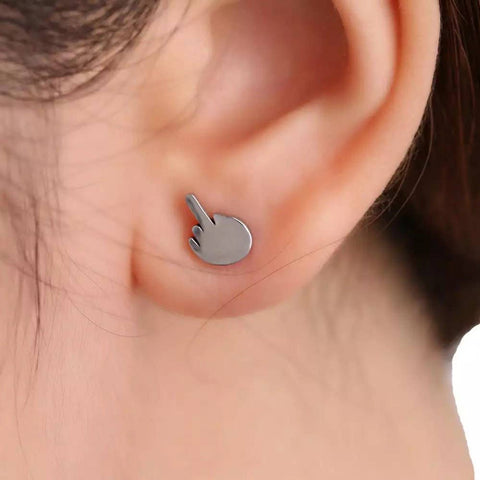 Middle Finger Stud Earrings Stainless Still Earrings - Froppin