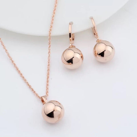 Minimalist Elegant Tiny Sphere Earrings and Pendant • Small Cute Dangle Earrings and Necklace Jewelry Set In Gold And Silver - Froppin