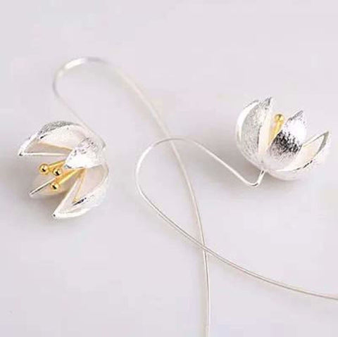 Minimalist Flower Earrings Gold Floral Earrings - Froppin