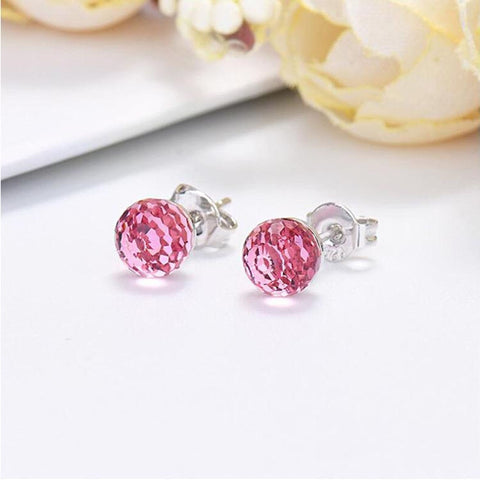 Minimalist Glass Rainbow Stud Earrings, Crystal Earrings, 925 Sterling Silver Tiny Studs, Crystal Ball Earring, 6mm Sparkle Rainbow Earrings - Froppin