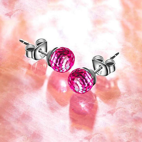 Minimalist Glass Rainbow Stud Earrings, Crystal Earrings, 925 Sterling Silver Tiny Studs, Crystal Ball Earring, 6mm Sparkle Rainbow Earrings - Froppin