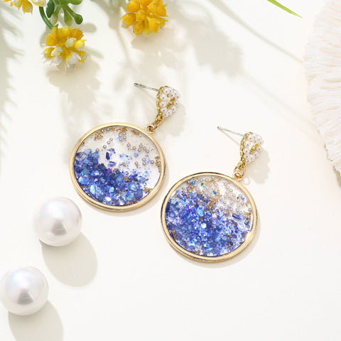 Mismatched Dry Flower Earrings, Crystal Boho Earrings Pressed Flower Earrings, Resin Earrings Minimalist Glitter Jewelry Dry Flower Earrings - Froppin