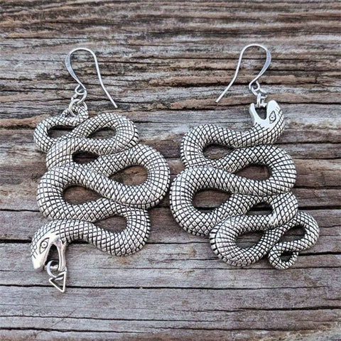 Mismatched Snake Earrings, Zodiac Animal Earrings, Slithering Viper Earrings, Swirl Serpent Earrings, Femme Fatale Earrings, Spiral Earrings - Froppin