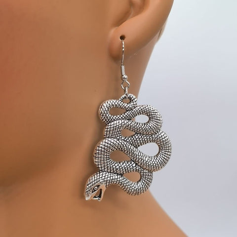 Mismatched Snake Earrings, Zodiac Animal Earrings, Slithering Viper Earrings, Swirl Serpent Earrings, Femme Fatale Earrings, Spiral Earrings - Froppin