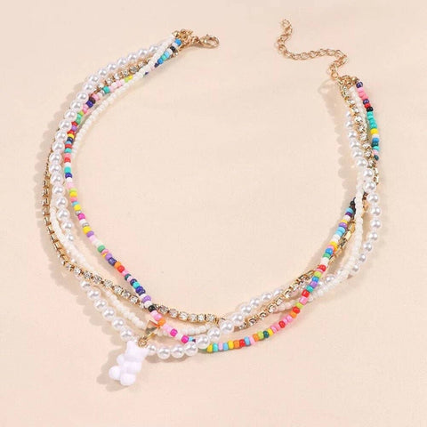 Multicolored Pride Layered Beaded Necklace - Froppin