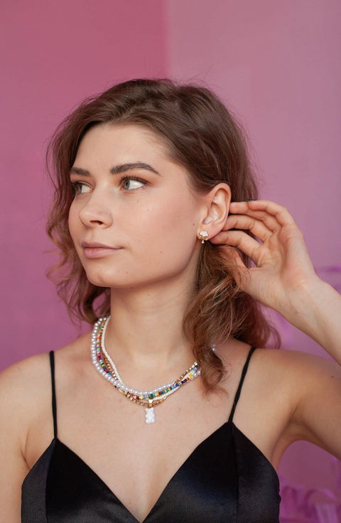 Multicolored Pride Layered Beaded Necklace - Froppin