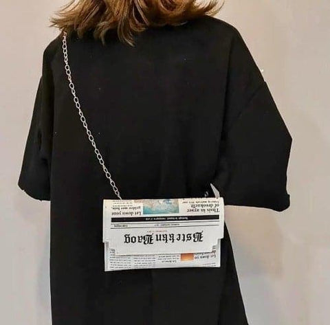 Newspaper Print Realistic Shoulder Bag - Froppin