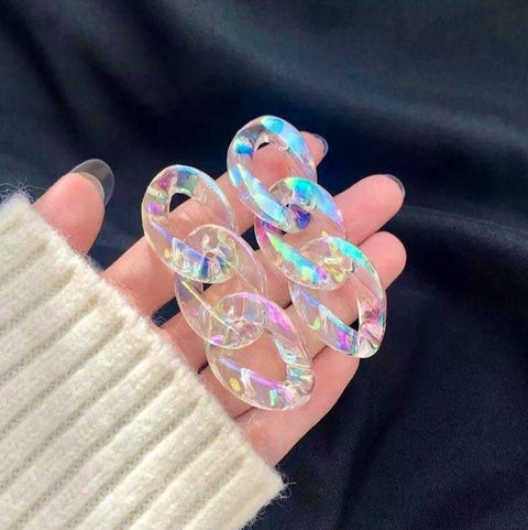Opal Shine Clear Volumetric Chain Long Light Glow Earrings - Froppin