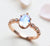 Oval Moonstone Ring, Rose Gold Ring, 925 Silver 18K Gold Wedding Band, June Stone Promise Ring For Her, Large Moonstone Dazzling Ring Size 6 - Froppin