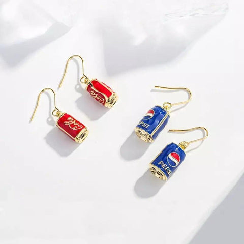 Party Red Earrings Blue Earrings Soda Bottle Earrings, Non Alcohol Earrings, Unusual Earrings, Fun Earrings Soda Can Earrings, Soda Earrings - Froppin