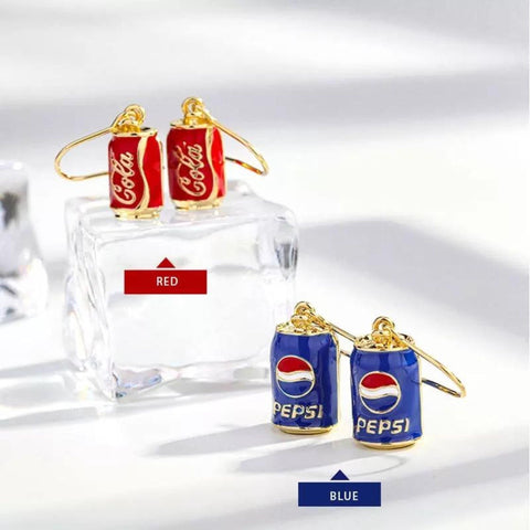 Party Red Earrings Blue Earrings Soda Bottle Earrings, Non Alcohol Earrings, Unusual Earrings, Fun Earrings Soda Can Earrings, Soda Earrings - Froppin